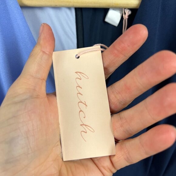 Hutch Colorblock Wrap Midi Dress Size XS Blue Wedding Guest Church Work Event - Picture 5 of 12